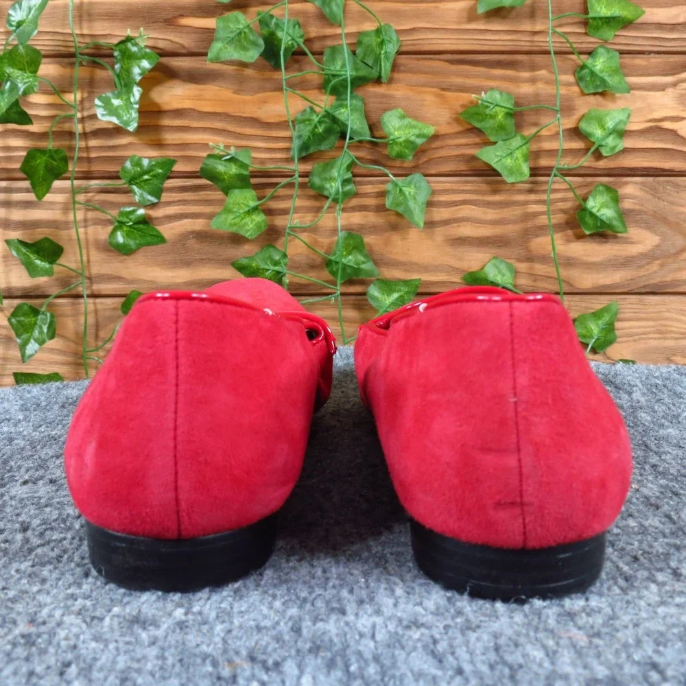 Anne Klein Akidara‎ Women Loafers Size 6M Business Casual Red Suede Patent Trim